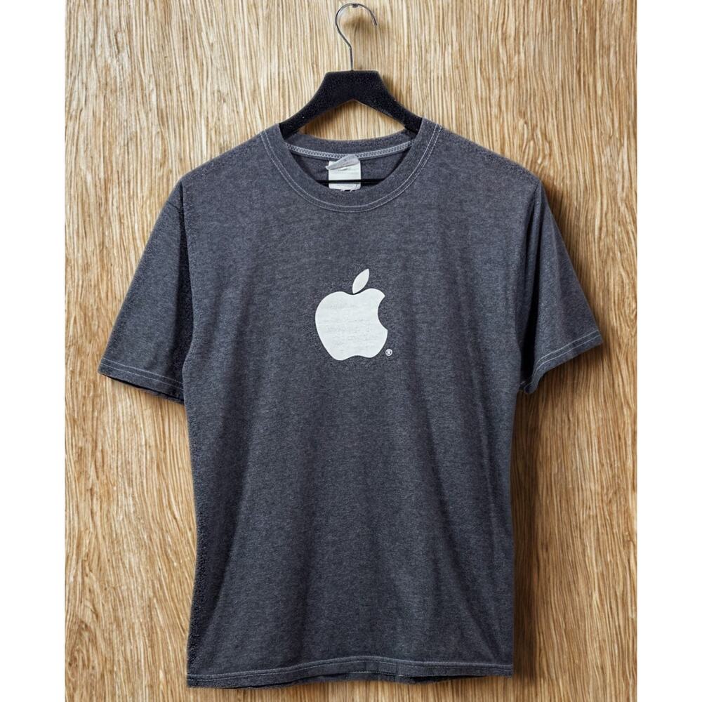 Apple Macintosh Employee T Shirt Small Y2K Hanes 50/50 Gray Logo Tee